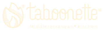 a small flame and the word, taboonette, in lower case letters 